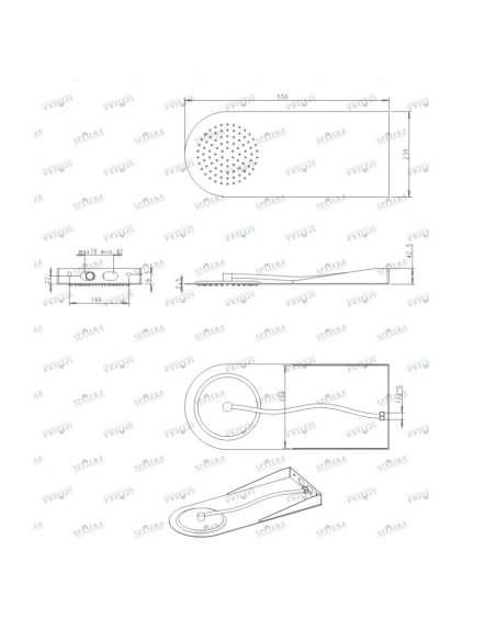 Sphera soffione Rain in acciaio inox a soffitto 40x40 cm