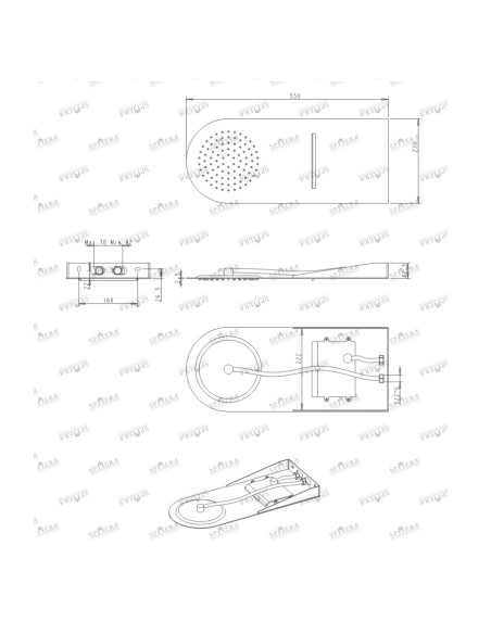 Sphera soffione Rain in acciaio inox a soffitto 40x40 cm