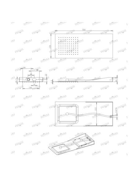 Sphera soffione Rain in acciaio inox a soffitto 40x40 cm