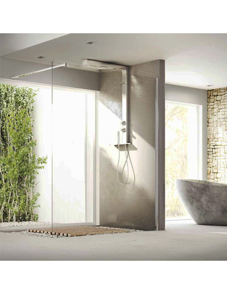 Parete doccia walk-in a muro da 80 cm con cristallo e barra stabilizzatrice