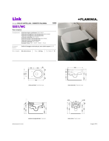 Ceramica Flaminia Link kit sospeso vaso, bidet e coprivaso rallentato