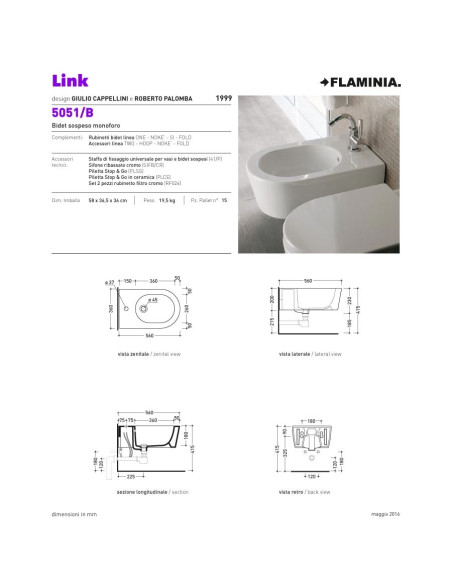 Ceramica Flaminia Link kit sospeso vaso, bidet e coprivaso rallentato
