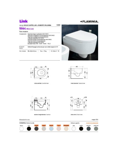 Ceramica Flaminia Link kit sospeso vaso, bidet e coprivaso rallentato