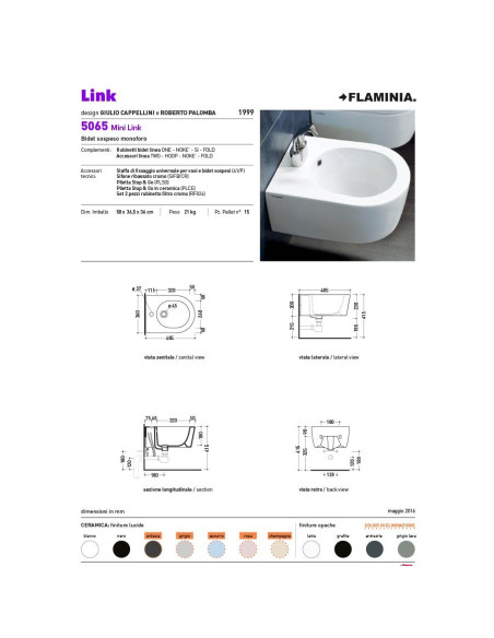 Ceramica Flaminia Link kit sospeso vaso, bidet e coprivaso rallentato