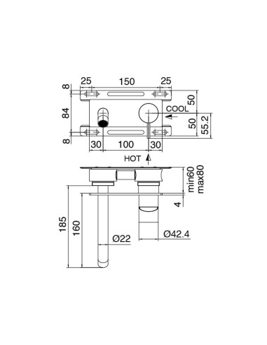 Zazzeri Z316 built-in part for basin mixer