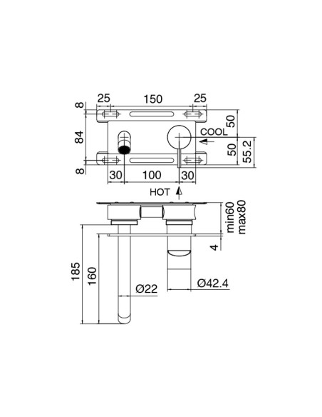 Zazzeri Z316 built-in part for basin mixer