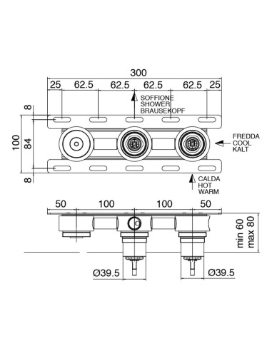 Zazzeri Z316 built-in part for shower mixer