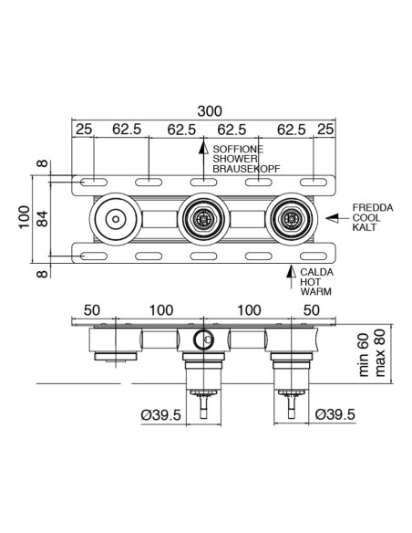 Zazzeri Z316 built-in part for shower mixer