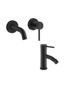 Paini Cox Open Matt Black basin and bidet taps with plugs waste