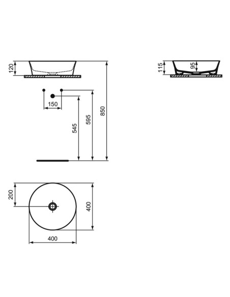 Ideal Standard Ipalyss lavabo tondo ultrasottile 40x40