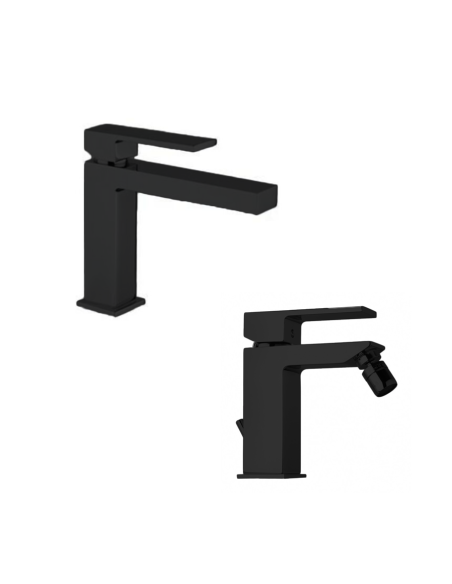 Paini Dax RS black basin mixer with high spout and bidet mixer
