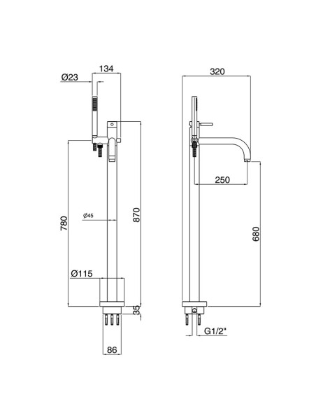 Bugnatese Kobuk Piantana a pavimento per riempimento vasca