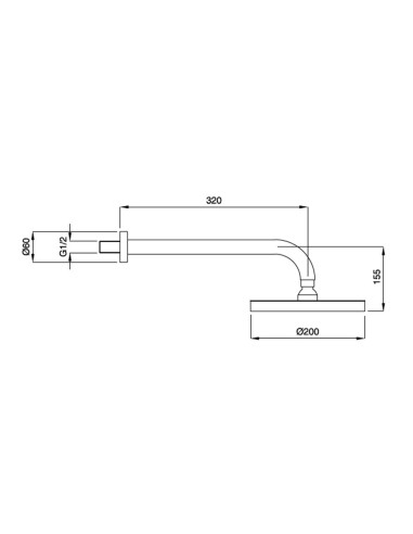 Bugnatese Wellness braccio doccia con soffione minimalista