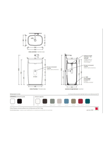 Wall mounted MONOFLAG column washbasin