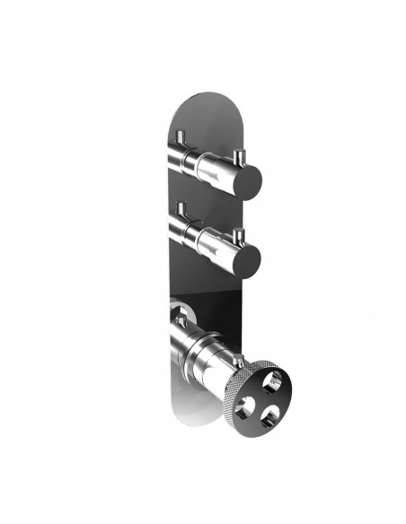 Bongio BOWLING Collection - Wall-mounted thermostatic mixer with two taps on a single plate