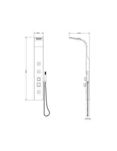Rome shower column with silver waterfall