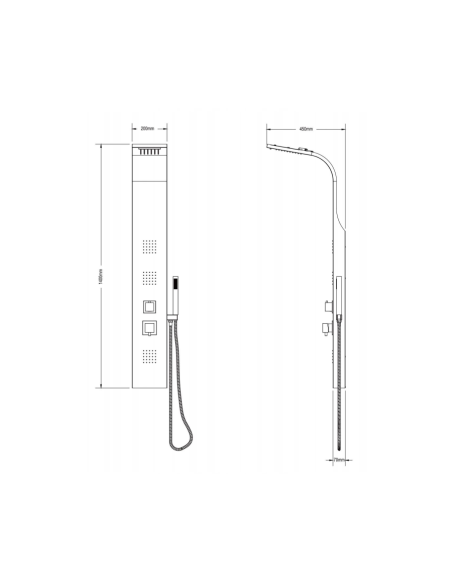 Rome shower column with silver waterfall