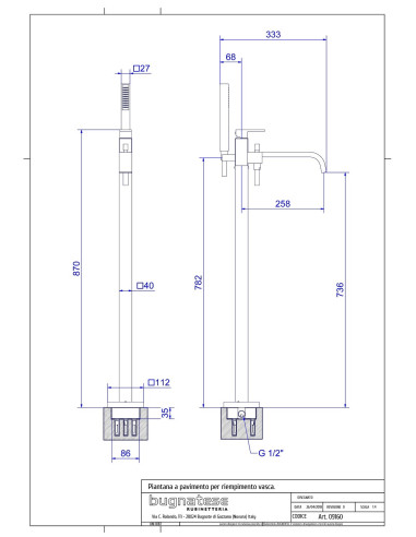 Bugnatese Tetris Floor floor lamp for filling the tub
