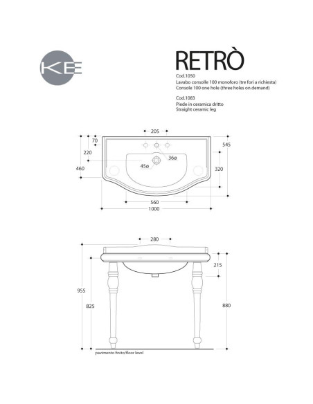 Kerasan Retrò Basin 1050 | Quaranta Ceramiche