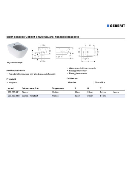 Geberit Smyle Square wall hung sanitary ware. Rimfree WC, bidet and soft seat cover