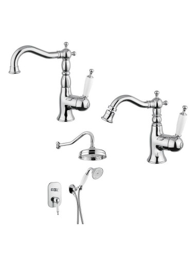 Bugnatese Oxford Taps set with high basin tap | Quaranta Ceramiche
