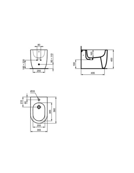 Ideal Standard Blend Curve bidet wire wall