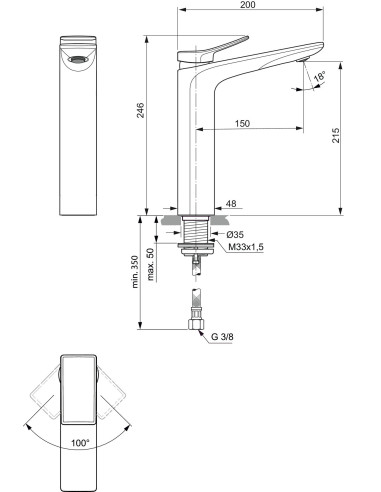 Ideal Standard CONCA high washbasin single lever mixer