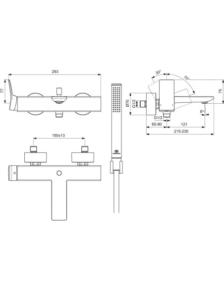 Ideal Standard CONCA external single lever mixer for bathtub / shower