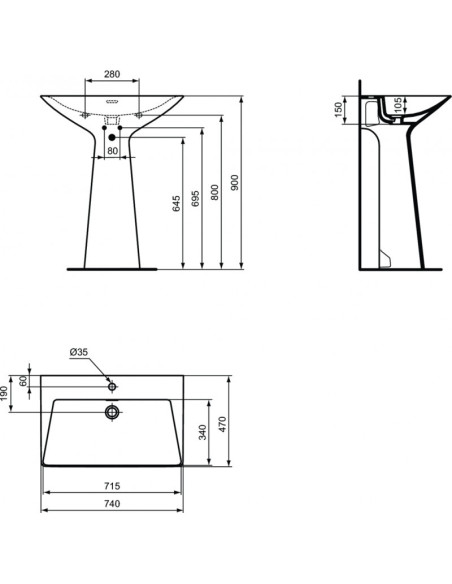 Ideal Standard Type Z single hole freestanding sink