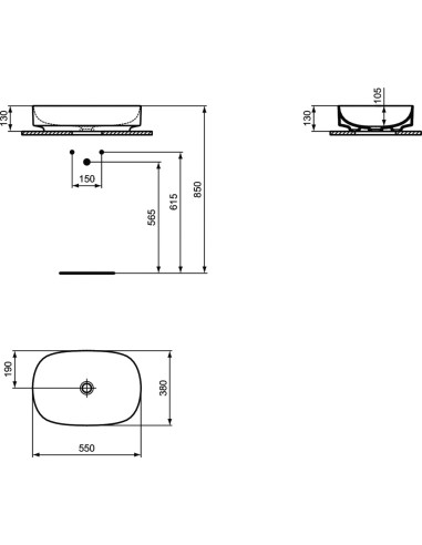 Ideal Standard Linda-X countertop sink 55x38