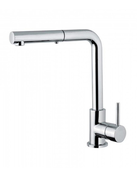 Bongio sink mixer with swivel spout with pull-out hand shower and double jet