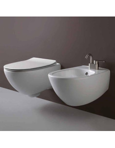 Flaminia Spin Wall Hung Toilet, bidet and soft close seat | Quaranta Ceramiche