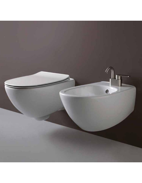 Flaminia Spin Wall Hung Toilet, bidet and soft close seat | Quaranta Ceramiche