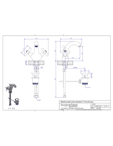 Bugnatese Old '800 Single hole basin mixer with automatic drain