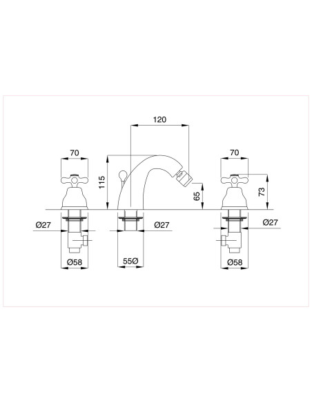 Bugnatese Old '800 Bidet battery with spout with automatic drain