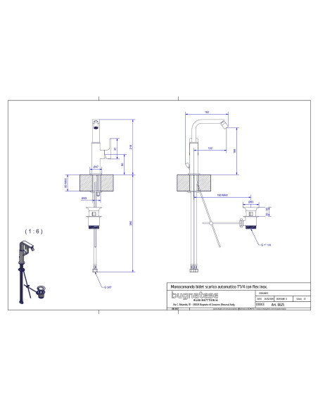 Bugnatese Simple Single lever bidet automatic drain