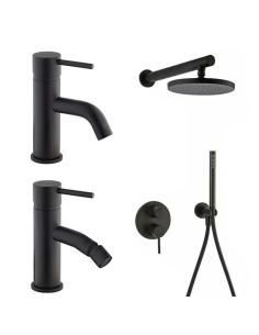 Paini Cox Open Matt black taps set: basin, bidet, shower