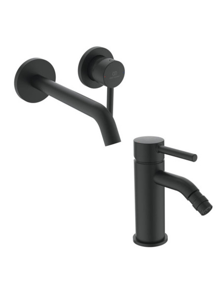 Ideal Standard Ceraline Single-lever wall-mounted basin mixer tap and bidet in matt black