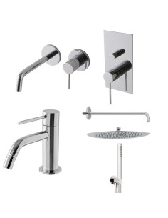 Treemme Up+ Wall-mounted washbasin mixer, bidet, built-in shower, shower head and hand shower