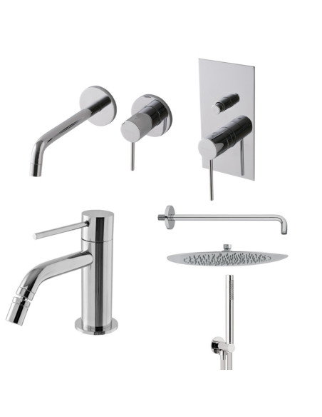 Treemme Up+ Wall-mounted washbasin mixer, bidet, built-in shower, shower head and hand shower