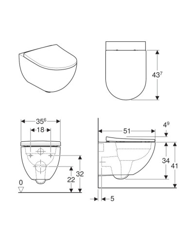 Geberit Acanto Rimfree wall-hung WC with soft seat cover