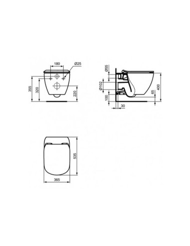 Ideal Standard Tesi Wall hung toilet, bide and seat T354601