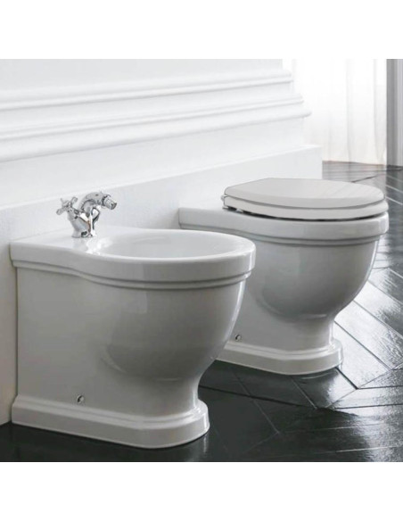 Galassia Ethos back to wall toilet and bidet with toilet seat