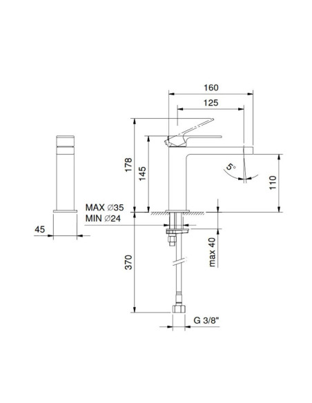 Fantini Mint Basin tap with traditional cartridge F004WF