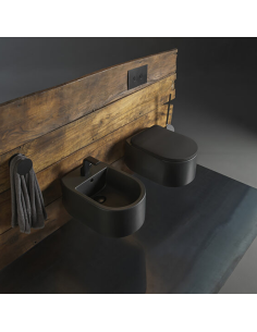 Flaminia Astra Carbone Suspended Sanitaryware goclean toilet, bidet and slim soft close toilet seat