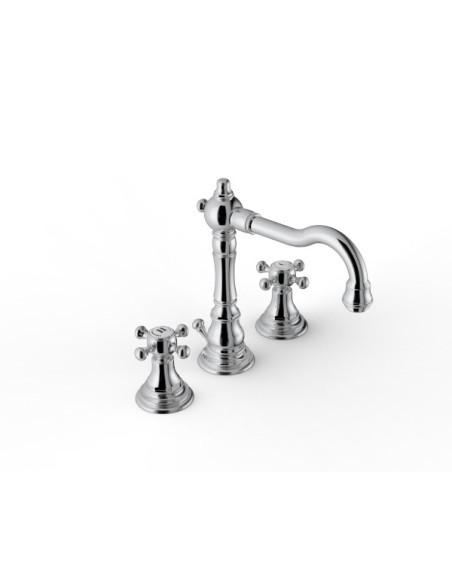 Zazzeri Kent Three-hole swivel neck basin mixer with ceramic headwork