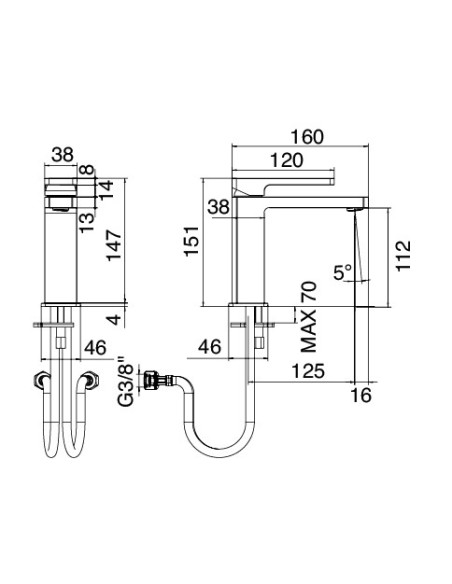 Zazzeri Qquadro Single lever basin mixer