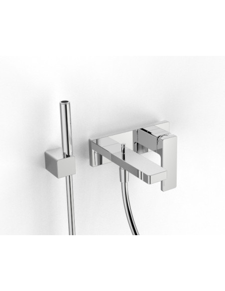 Zazzeri Qquadro Duplex ½” external bath mixer with handshower