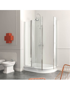Kerasan Retrò semicircular shower enclosure left 80x120 h 187 cm transparent glass 6 mm