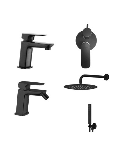 Matt black taps set: basin, bidet,...